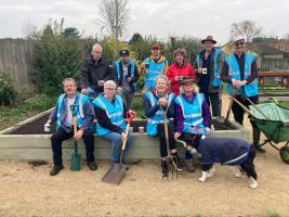 Members of Braintree Rivers Rotary Club enjoying a cup of tea and a well earned break